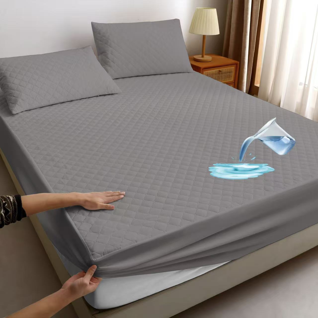 Nepropusna plahta 100x200+30 cm + nepropusna jastučnica 50x70 cm - SIVA